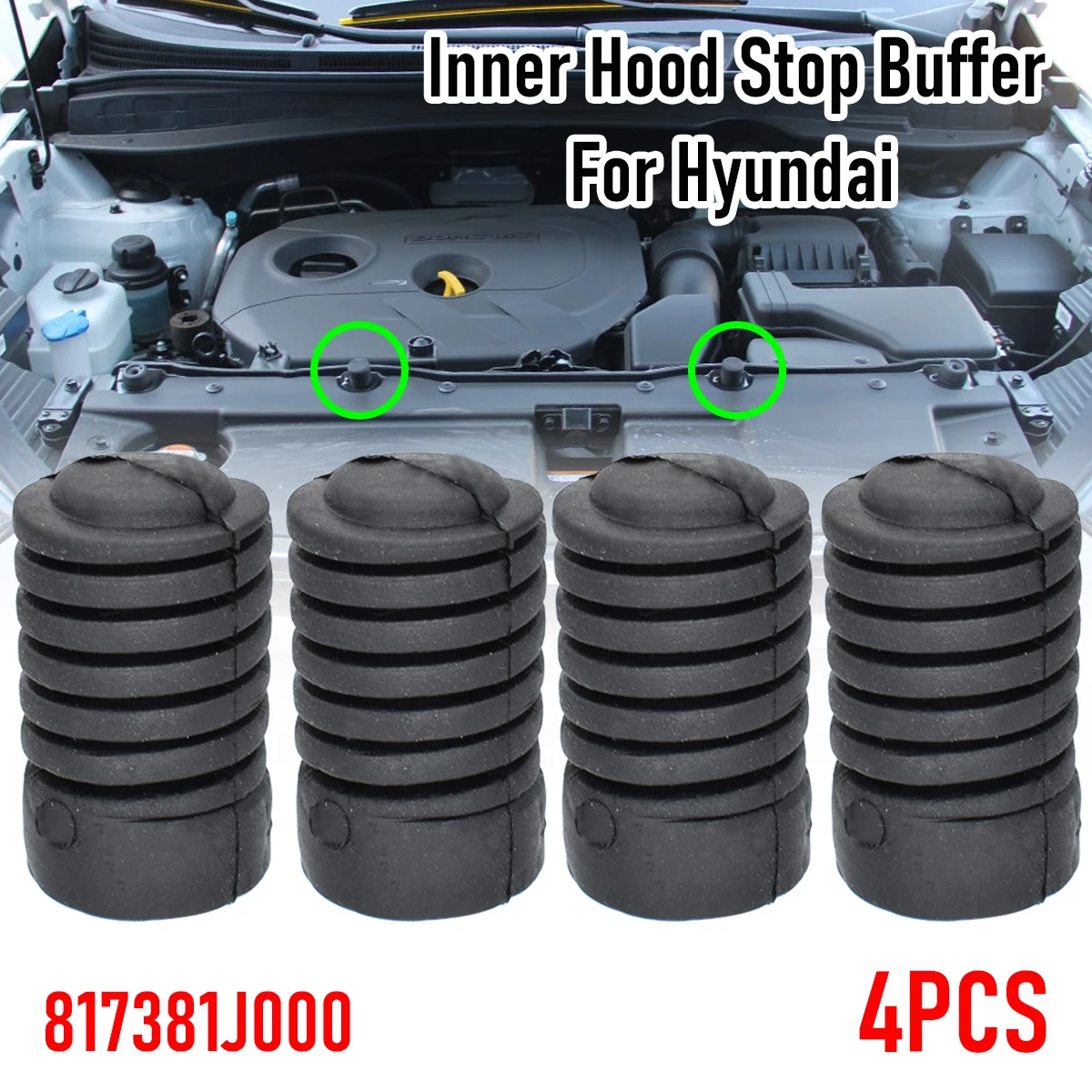 

4pcs Rubber Inner Hood Stop Buffer Bumper Block Pad Engine Cover Cushion Protector For Hyundai Ix35 Verna Celesta Elantra Accent