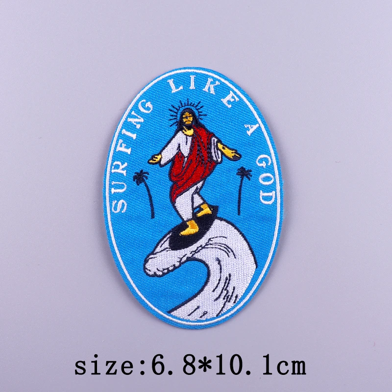 Van Gogh Stickerei Patches Für Kleidung Jesus Kreuz Patch Aufkleber DIY Eisen Auf Patches Für Kleidung Brief Punk Abzeichen Applique – Detail 4