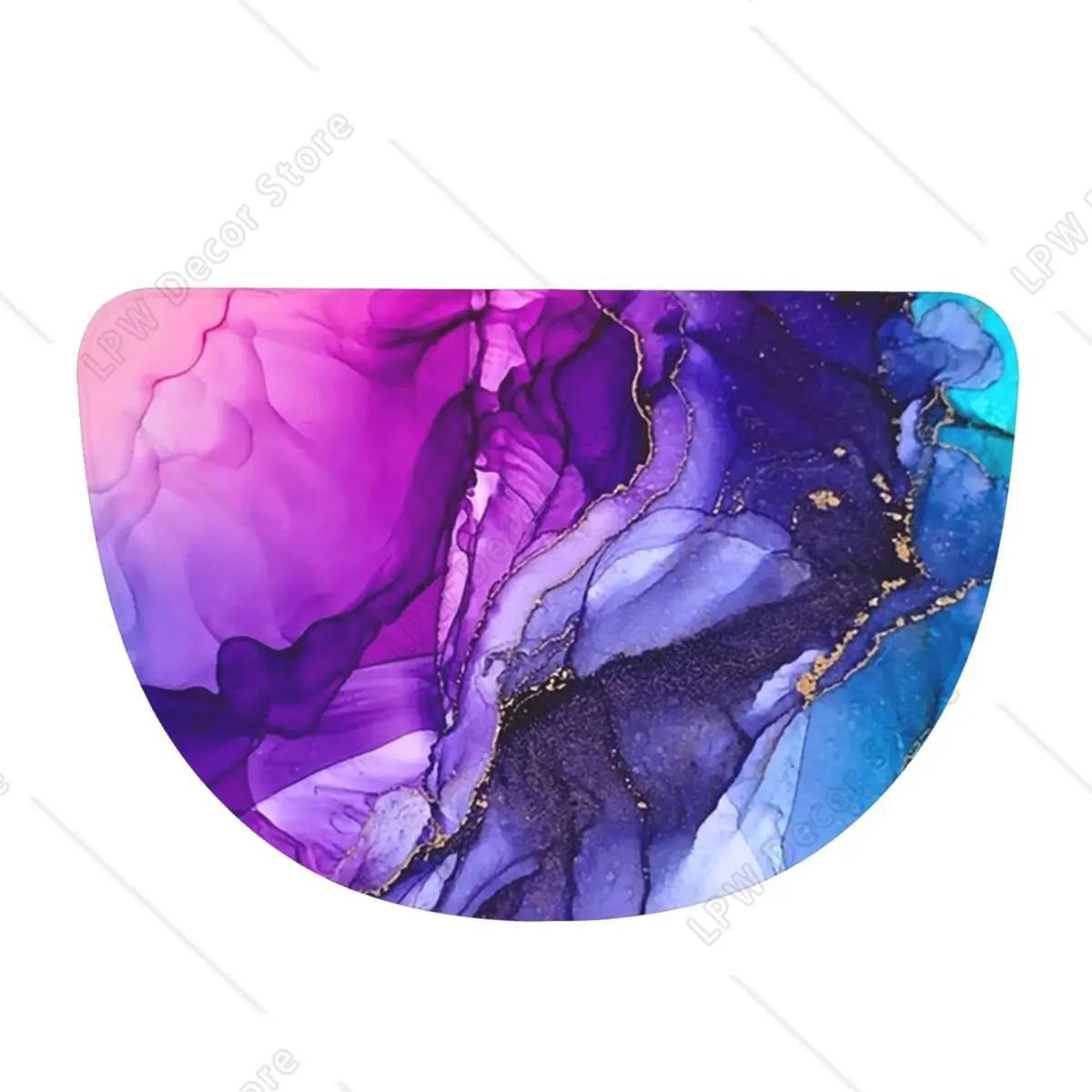 Abstract Vibrant Rainbow Ombre Soft Flannel Half Round Doormat Non Slip Bathroom Mat Absorbent Floor Carpet for Living Room
