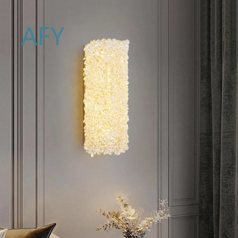 Light Luxury Crystal Wall Lamp for Modern Bedroom Bedside Parlour Background Staircase Hallway Bracket Light for Living Room