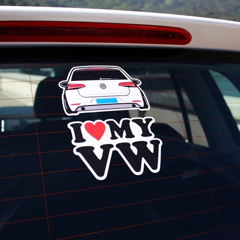 I Love My VW Cartoon Car Stickers for Volkswagen VW Golf 4 5 6 7 TSI TCR GTD GTI MK4 MK5 MK3 MK2 MK7 Passat B6 B7 B5 Polo 6R T5