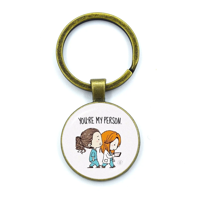 Gray Anatomy Keyring TV Doctor Nurse Figure Poster Glass Dome Cabochon Key Chains Women Friends Gift Keychain