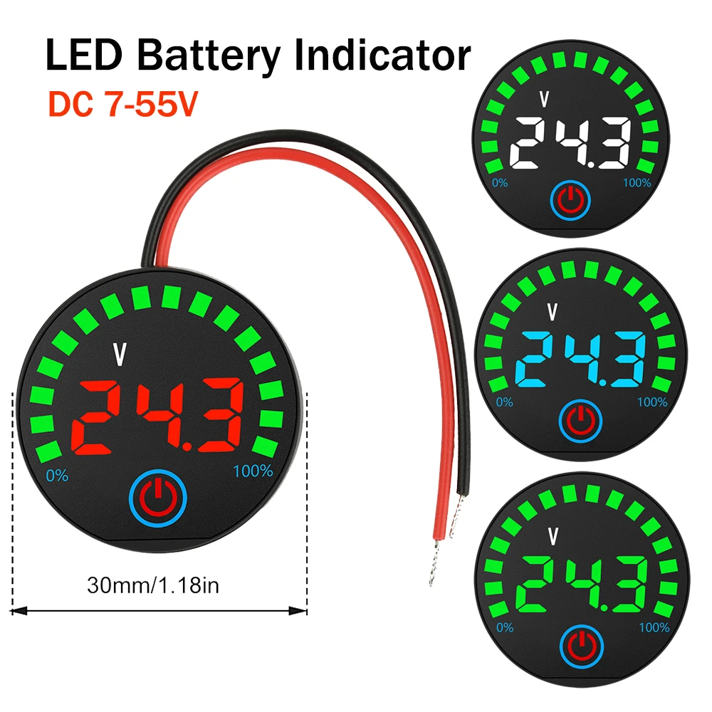Universeller Lithium-Batterietester mit Rundem LED-Indikator und Power-Off-Speicherfunktion für Elektrofahrzeuge und Energiespeichersysteme DC 7-55V