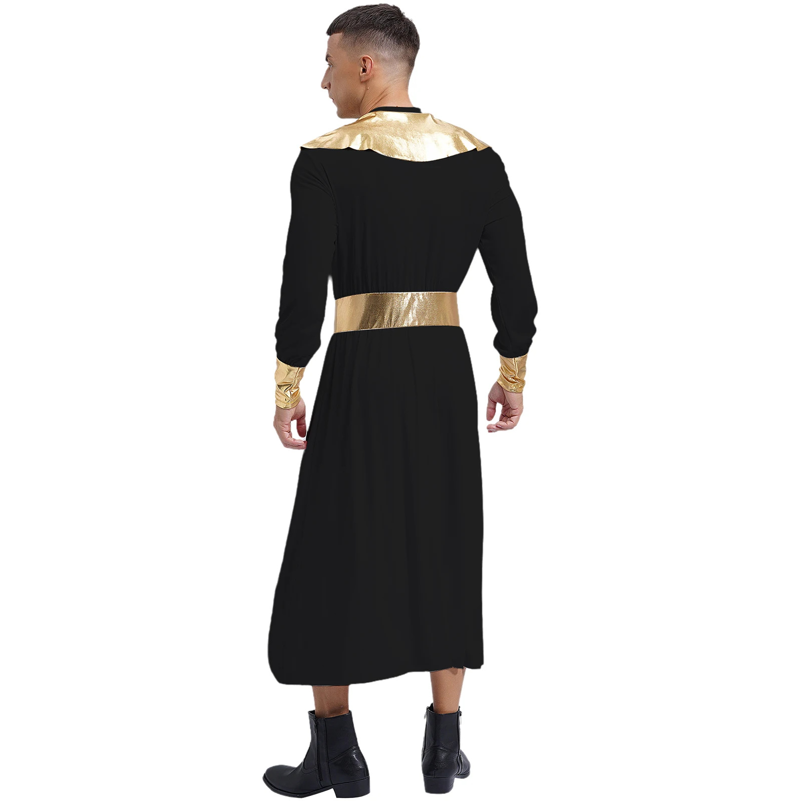 Männer ägyptischen Pharao König Robe Halloween Karneval Party alten Ägypten Cosplay Kostüm Langarm Metallic glänzend Toga Kleid