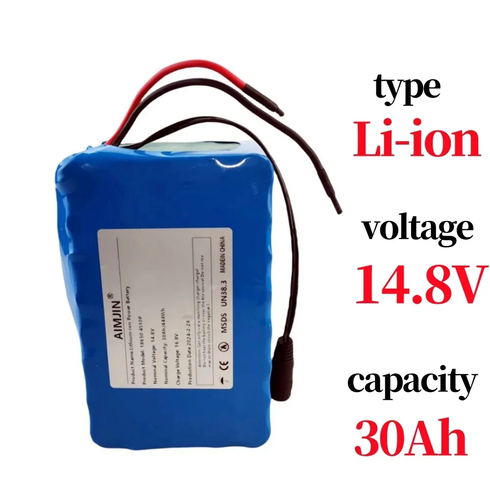 4S10P 14.8V 30000mAh 18650 Lithium-ion Power Battery with BMS for Inverter Smart Robot High-power Equipment Etc+16.8V charger