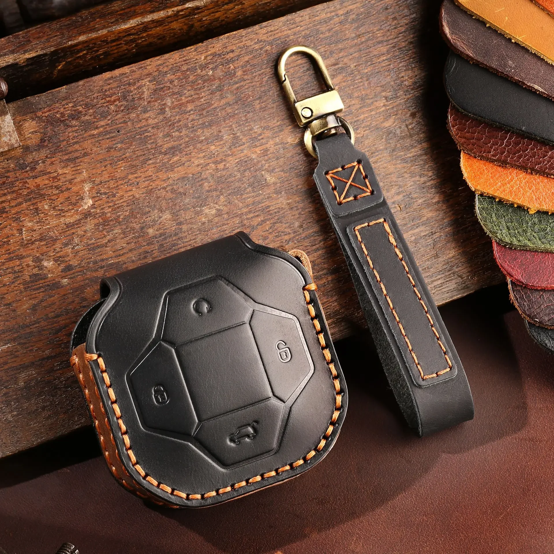 

1pc Handmade Leather Car Key Case For Jetour Traveler Suv 2023- Present Holder Shell Remote Keychain Accessories