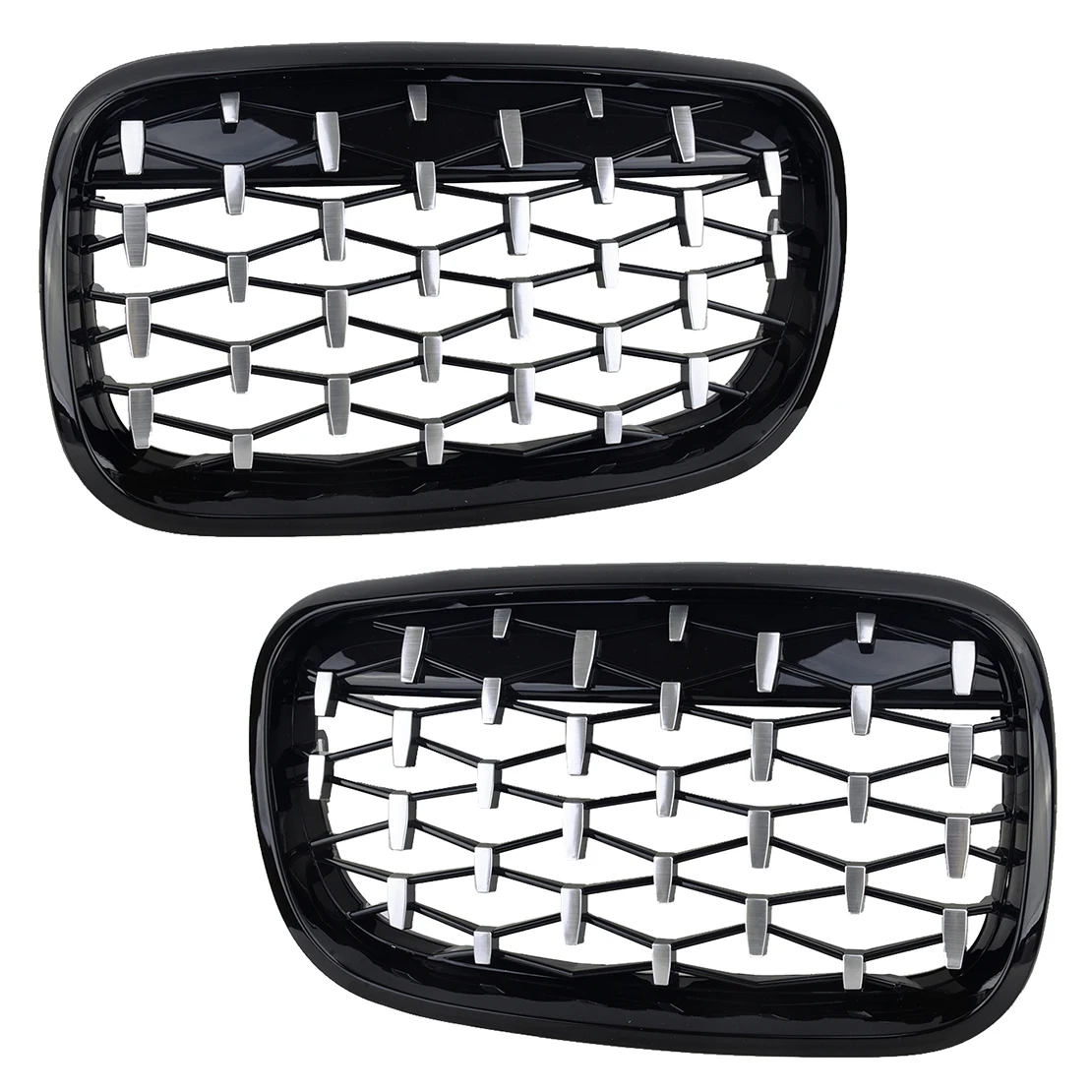 1 Pair Front Kidney Grille Diamond Grill Fit for BMW X5 E70 X6 E71 Hybrid E72 51137185223 51137307599 51137185224 51137307600