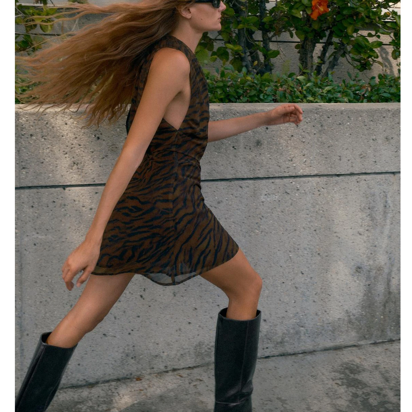 Autumn Winter New Women's Holiday Sle V-ne Svel Animal Print Double-breasted  ort Dr Ci Commute Suitable