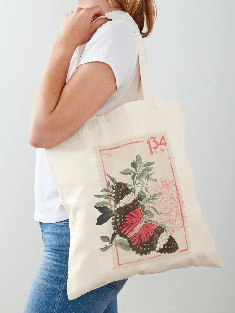 

Red butterfly stamp 134 Tote Bag bag for beach Reusable bags tote bags men female bag