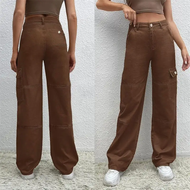 

Свободные женские брюки для спецодежды Forest Color ket Design Повседневные джинсы Длинные брюки Осенний сезон Faion Street Sle