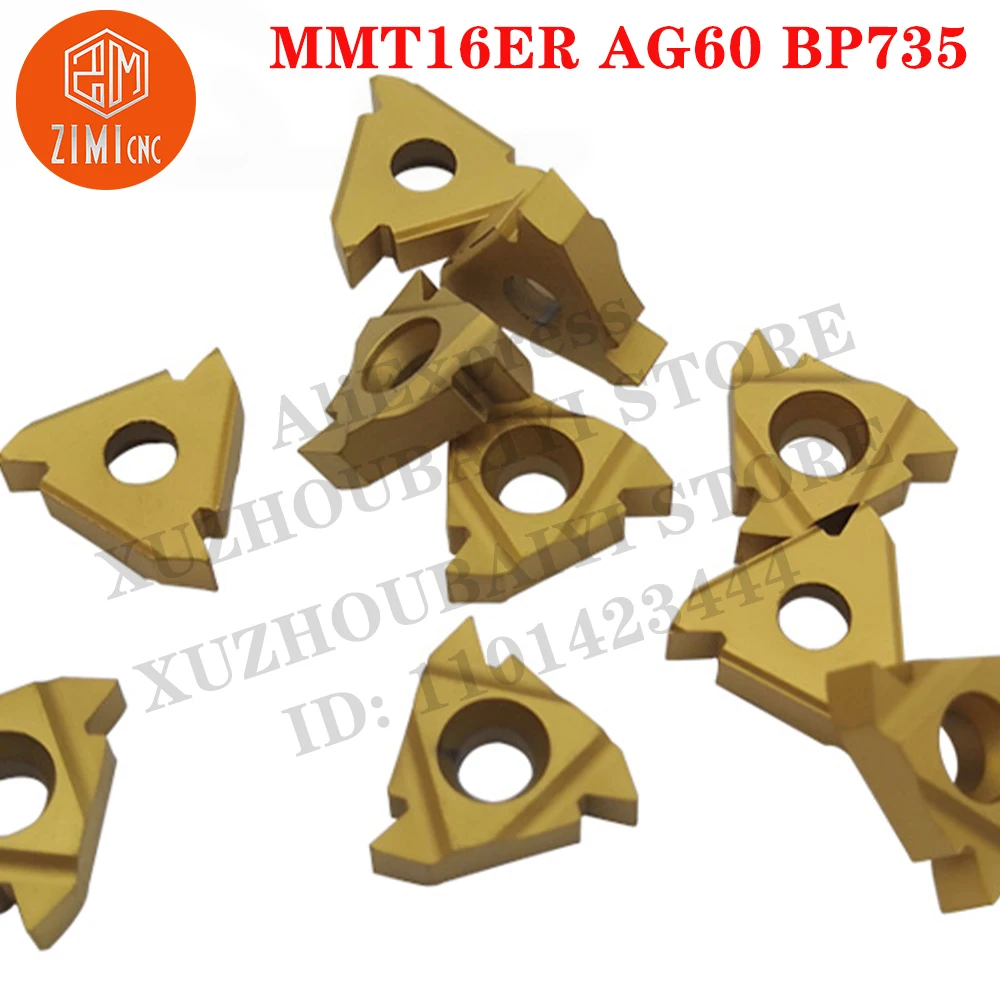 MMT16ER AG60 BP735 MMT16ER AG60 External Carbide Thread Inserts CNC Tools Turning Cutter Inserts Tools metal lathe cutting tools