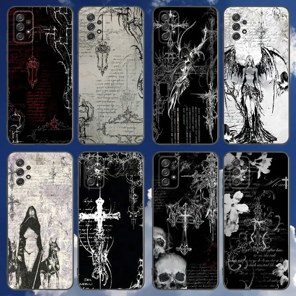 

Gothic coquette cybersigilism Phone Case For Samsung Galaxy A 91,80,73,72,71,53,52,51,22,5G Shockproof Soft Black Cover