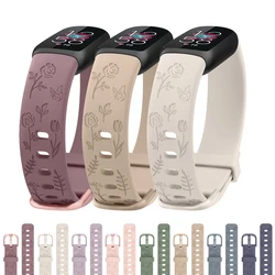 Soft TPU Flower Engraved Band For Fitbit Luxe Strap Sport Watchband For Fitbit Luxe Wristband Adjustable Smartwatch Accessories