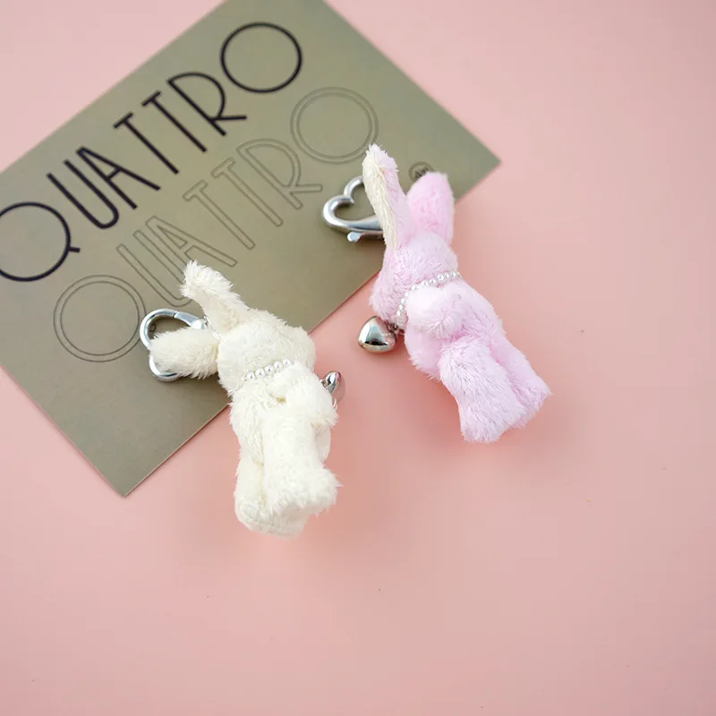 Cute Pink Rabbit Keychain Car Key Accessories Bag Pendant Decorative Key Ring Bunny Love Dolls Keyring Gift for Women Girls