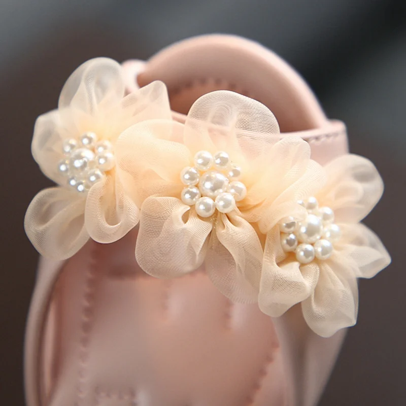 Summer New Children Sandals Pearl Flower Fashion Princess Shoes Newborn Girls Sandal Party Beach Baby Flats Casual Shoes