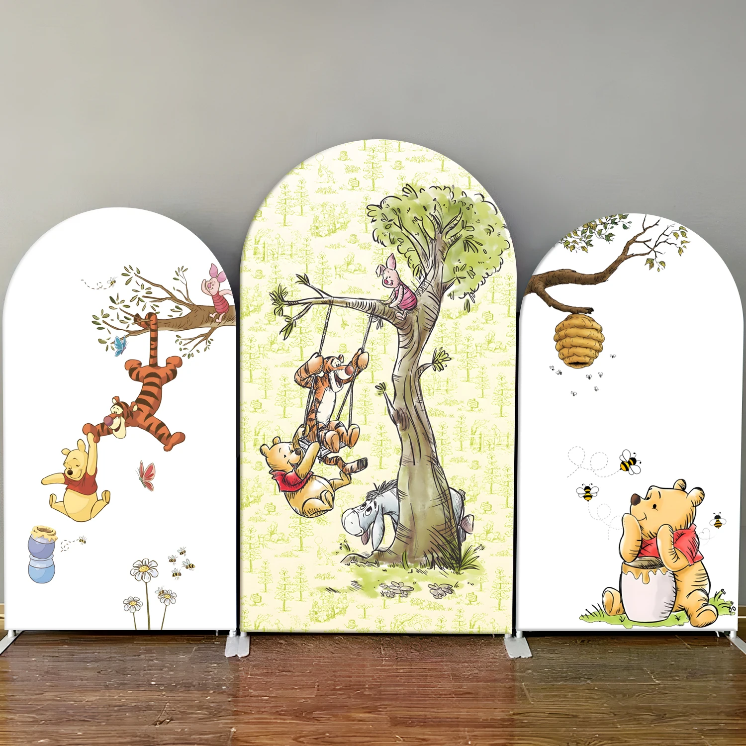 

Disney Winnie The Pooh Arch Backdrop Cover Piglet Tigger Baby Shower Kids Birthday Party Decoration Photography Background Wall