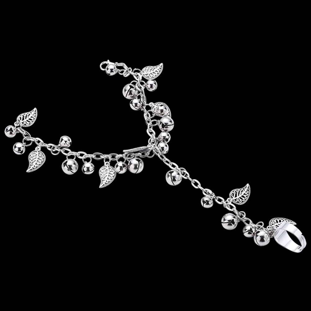 Retro H Chain Alloy Bracelet Ring Set Decorative Bell Fringe Bangle Jewelry Gift Belly Dance Wedding Accessories Durable Stylish
