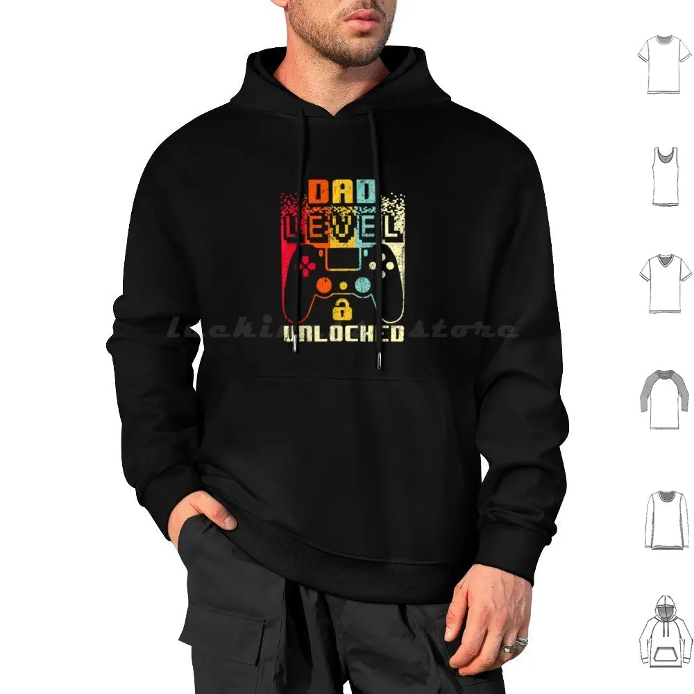 New Dad Father Pregnancy Announcement Hoodie cotton Long Sleeve Dad Level Unlocked