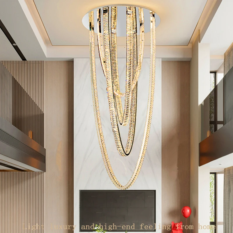 Modern home decoration crystal chandelier, stair Pendant lamp, living room Pendant lights, interior lighting