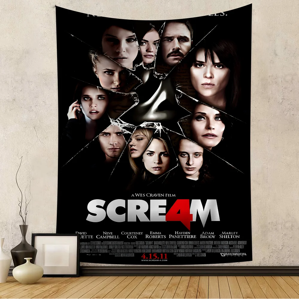 Scream Horror Movie Cartoon Tapestry Art Science Fiction Room Home Decor Wall Hanging Sheets