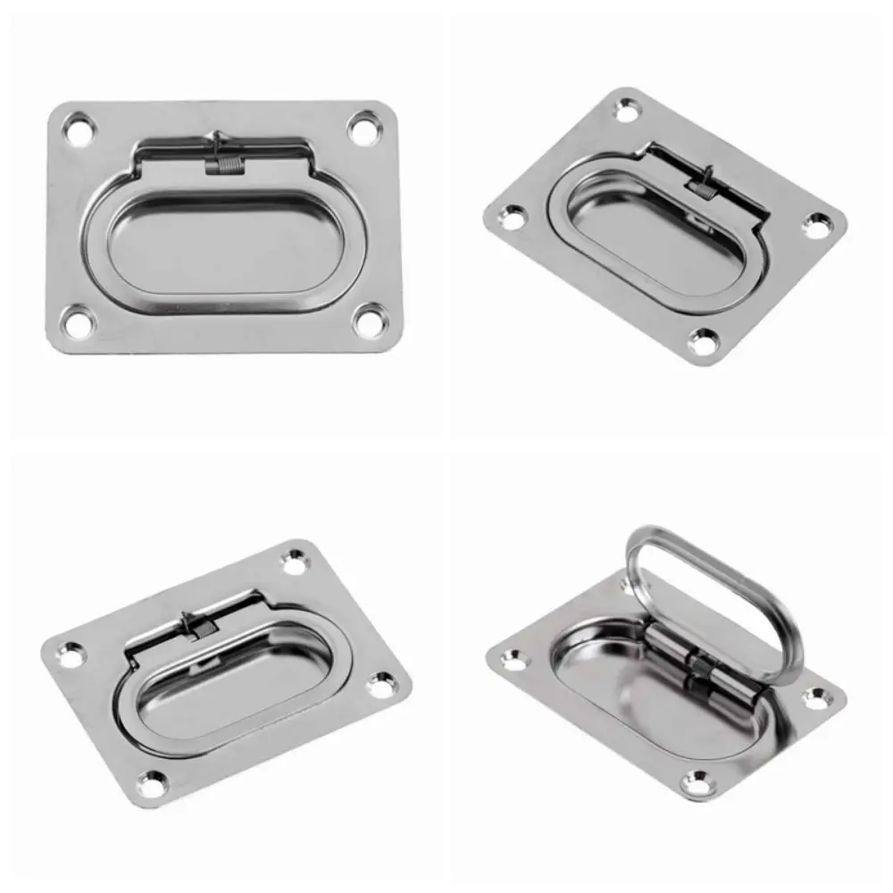 Stainless Steel Pull Flush Lift Ring Anti-Rattle Square Recessed Fasteners Marine Grade Lightweight Lockable Hold Down Clamp