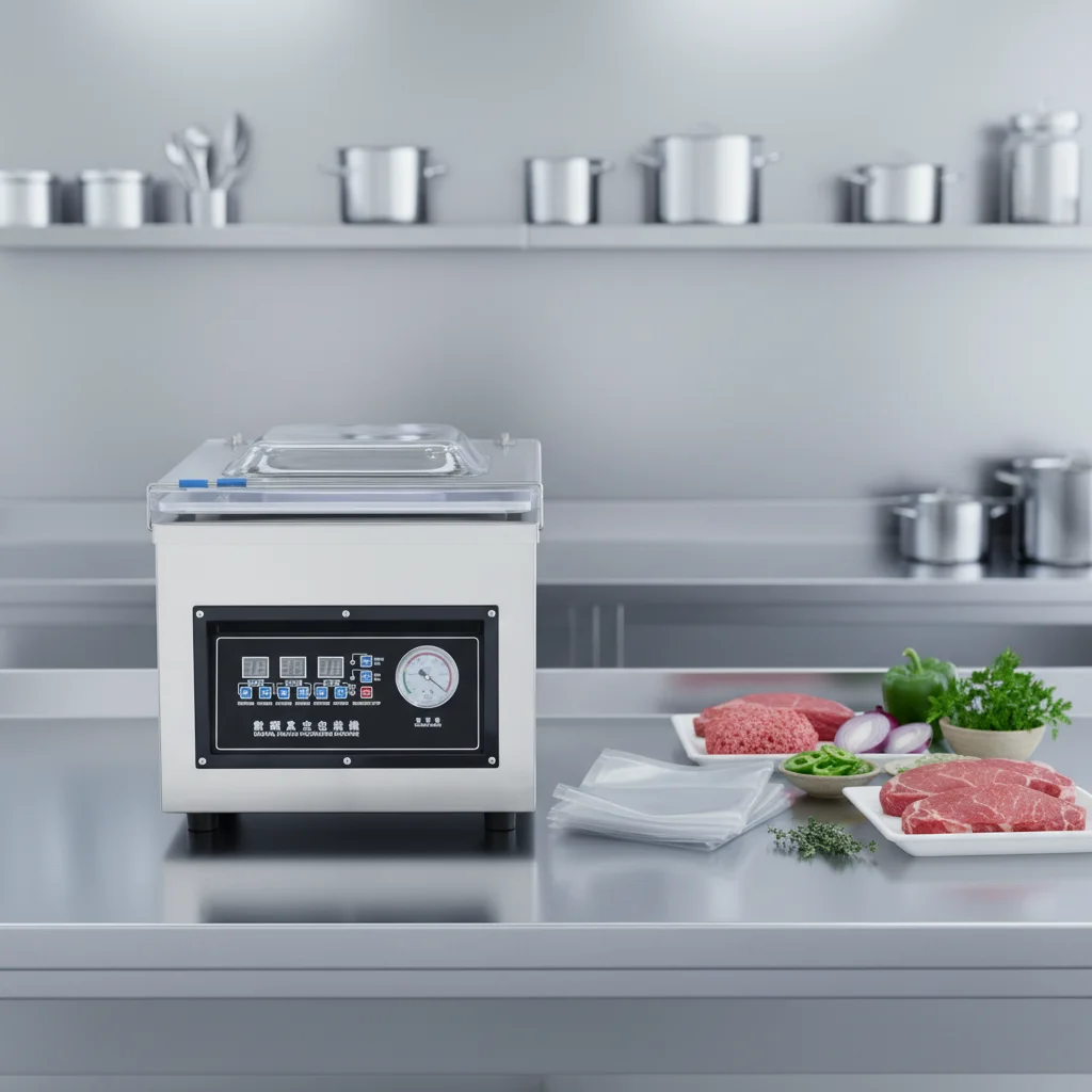 

320*10mm Vacuum Sealer Machine Desktop Single Chamber Fish Meat Sausage Cheese Vacuum Packaging Machine