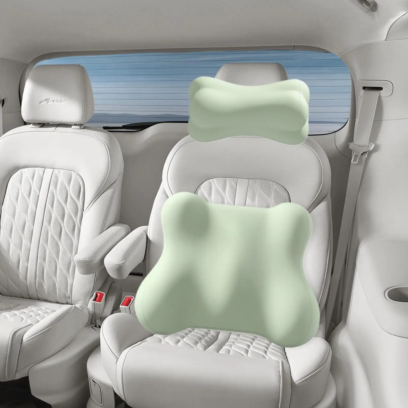 Car headrest and lumbar support pillow memory foam headrest and neck pillow with adjustable straps for Drivers Office Desk