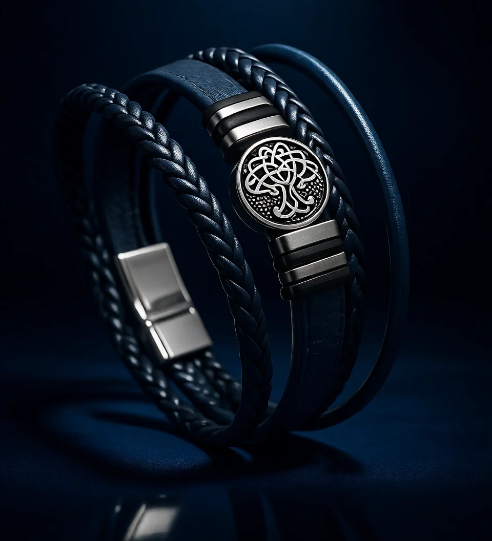 

Многослойный плетеный кожаный браслет для мужчин – идеальный подарок на День святого Валентина