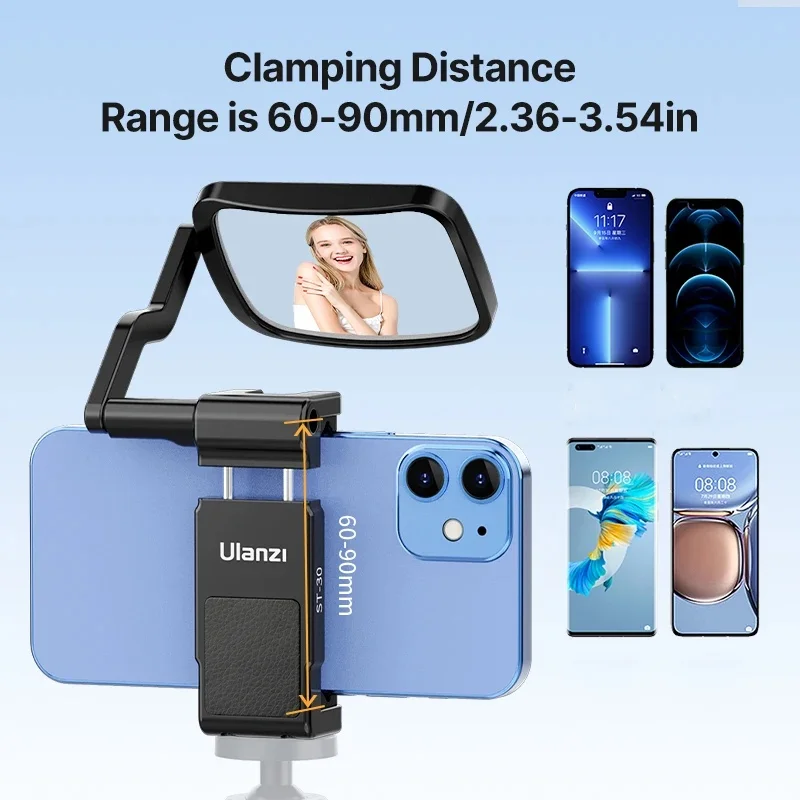 Ulanzi ST-30 Flip Mirror kit Phone Camera Periscope Vlog Selfie Bracket Phone clip With Cold Shoe Universal for iPhone