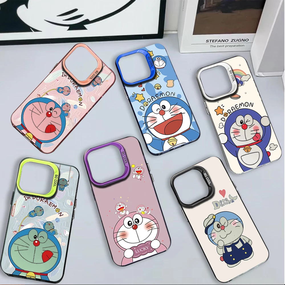 New Luxury IMD Phone Anti-drop Cover Case For iPhone 11 12 13 14 Pro Max 15 16 Plus Lovely D-Doraemons