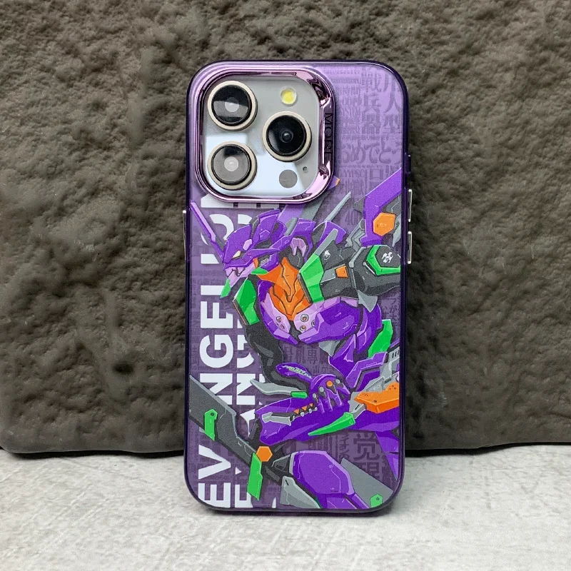 Neon Genesis Evangelion Is Suitable for IPhone15 ProMax Phone Case Electroplating Color Silver Personalized Anti Drop Protection