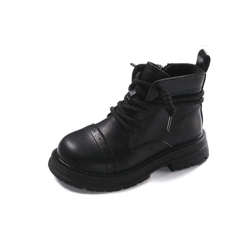 Children Single Leather Boots Boys Fashion British Style High-top Boots Autumn Girls Fashion Single Boots