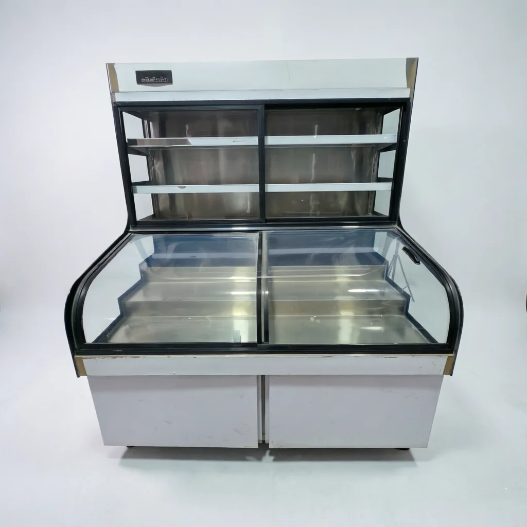 3-Zone Curved Glass Display Showcase | Multi-Temp 6-Tier Stepped, Heated/Ambient/Cooled, 304 Stainless Steel For Bakery & Pastry
