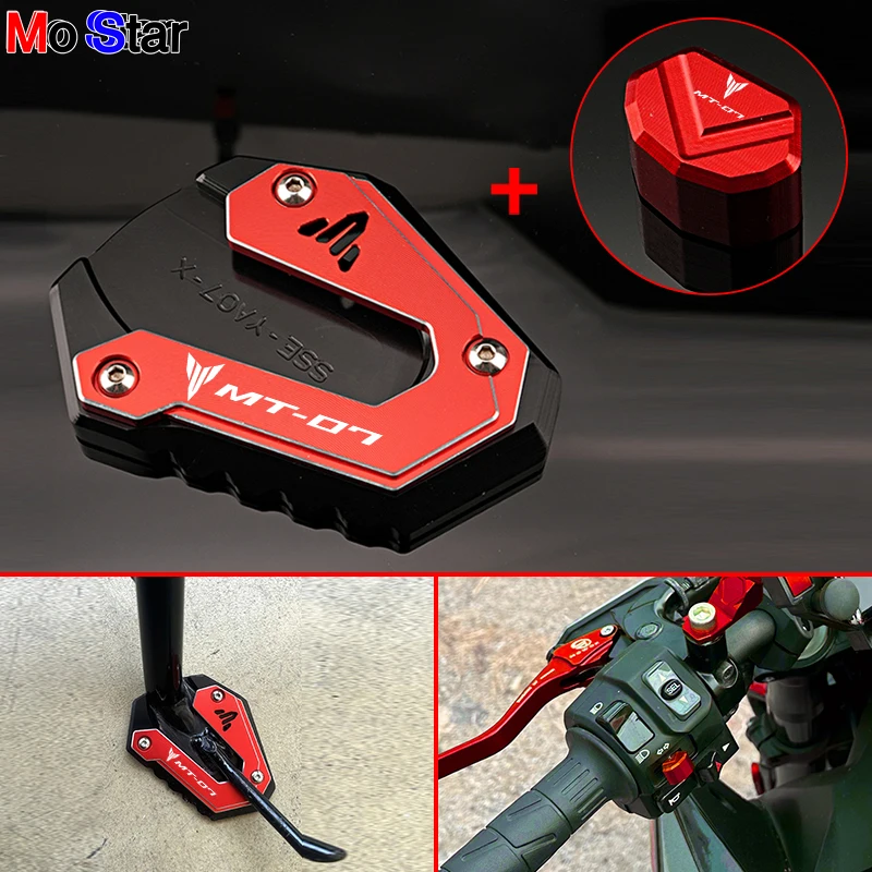 MT07 For YAMAHA MT 07 FZ07 Motorcycle Accessories Kickstand Foot Side Stand Enlarger Pad & Switch Button cap Turn Signal Keycap