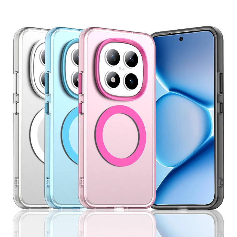 

Чехол INS Macarons Color Frosted Translucent PC+TPU для Redmi Note 15 Pro 14 Pro Plus 4/5G, магнитный, ударопрочный, жесткий защитный чехол