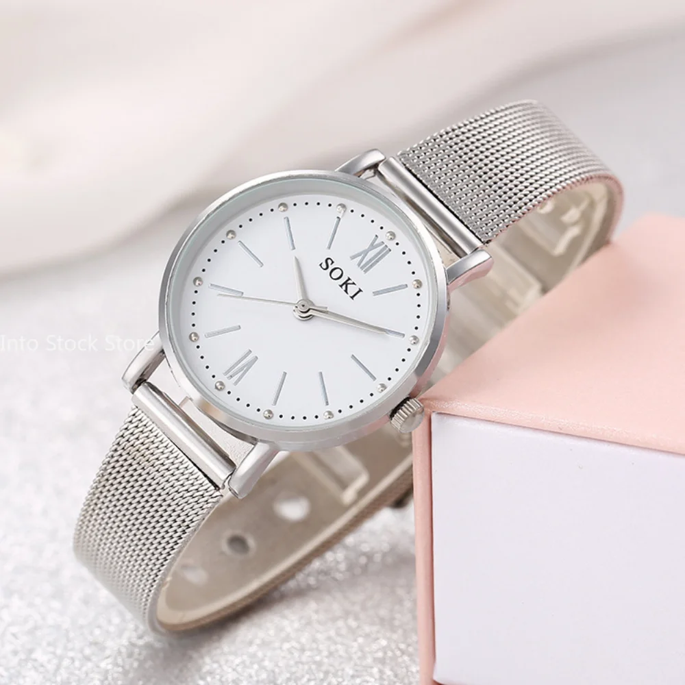 2024 New Fashion Women Gold Luxury Casual Quartz Watch Metal Mesh Stainless Steel Watches Relogio Feminino Ladies Wrist Watches