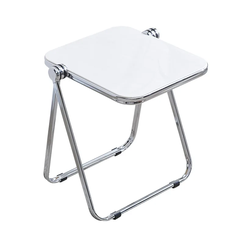 

Folding acrylic small coffee table, portable simple crystal coffee table, stackable dormitory small dining chair Internet celebr