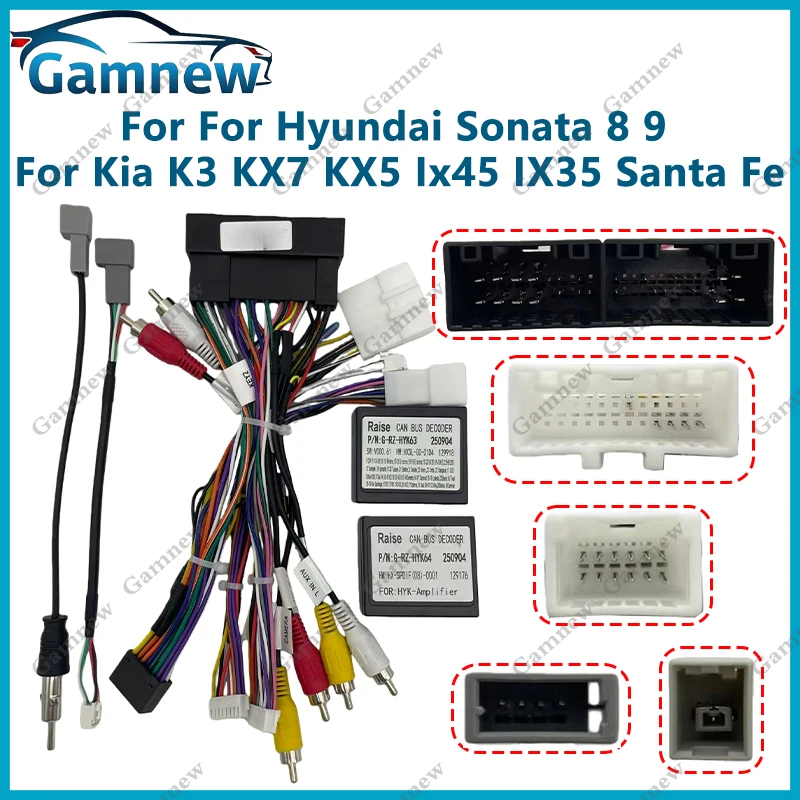 Car Wiring Harness Adapter Canbus Box Spdif Amplifier Decoder For Hyundai Sonata 8 9 Kia K3 KX7 KX5 Ix45 IX35 Santa Fe