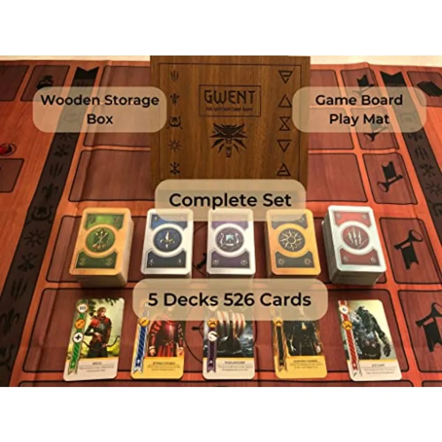 Juego completo para entusiastas de la bruja: los 5 barajas con tapete de juego de 526 cartas y caja de almacenamiento de madera incluida, perfecto para Fantas