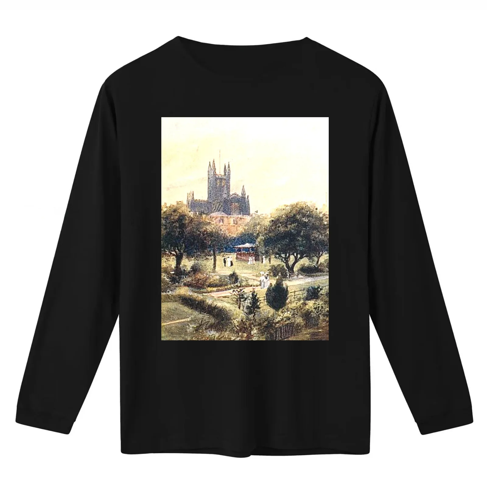 Bath Cathedral from North Parade Bridge Bath Somerset England T-Shirt Summer Casual Cotton Tee Oversized Streetwear Tops
