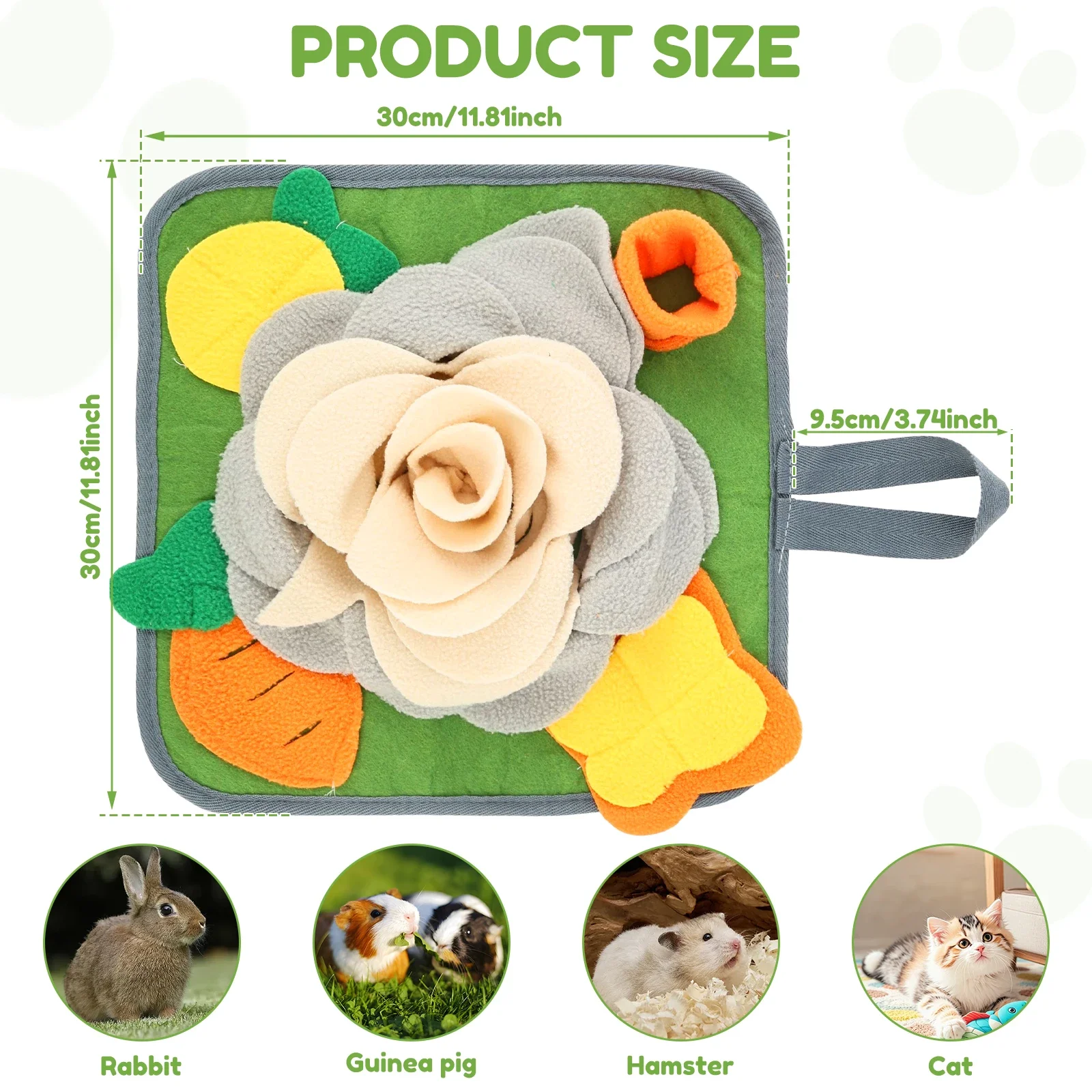 Small Pet Snuffle Mat Rabbit Foraging Mat Hamster Scent Training Blanket Toy Slow Feeder for Guinea Pig Hamster Puppy view 6