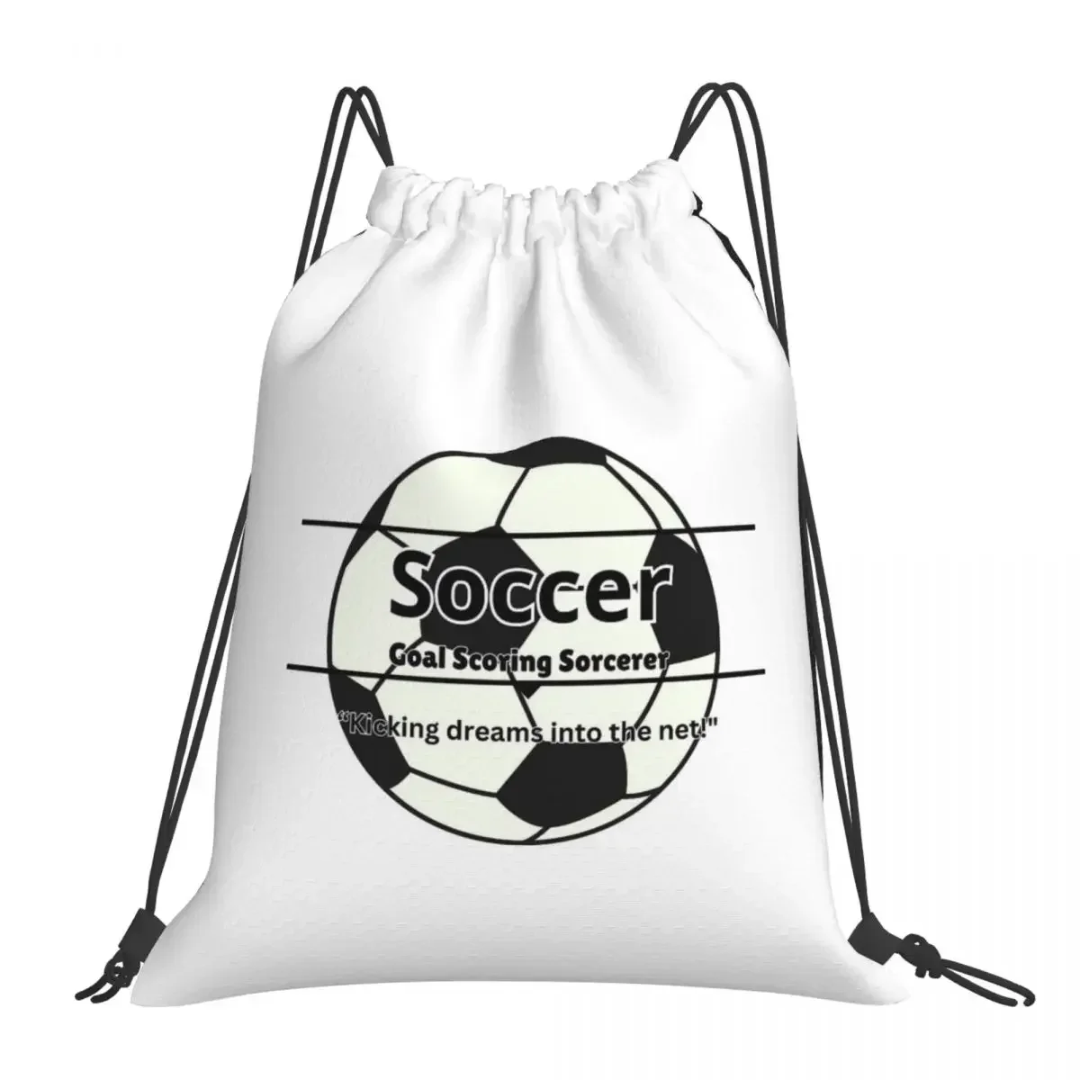 Soccer Funny Design Backpacks Casual Portable Drawstring Bags Drawstring Bundle Pocket Shoes Bag BookBag For Travel Students