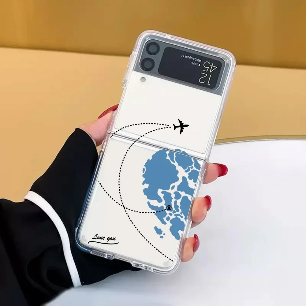 Love Heart Couple Case for Samsung Galaxy Z Flip 5 ZFlip6 5G Transaprent Clear Paired Cover for Samsung ZFlip4 Z Flip 3 Fundas