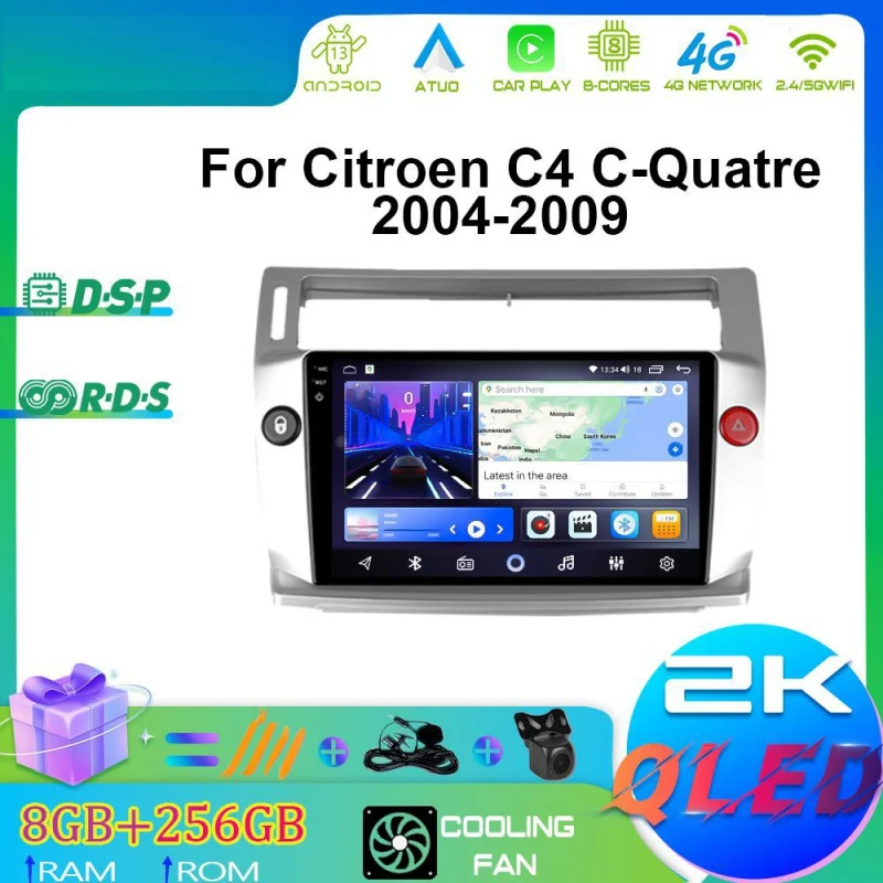 

For Citroen C4 C-Quatre 2004-2009 Car Multimedia Player Android Car Player GPS WIFI Carplay 4G Car Radio Navigation Stereo