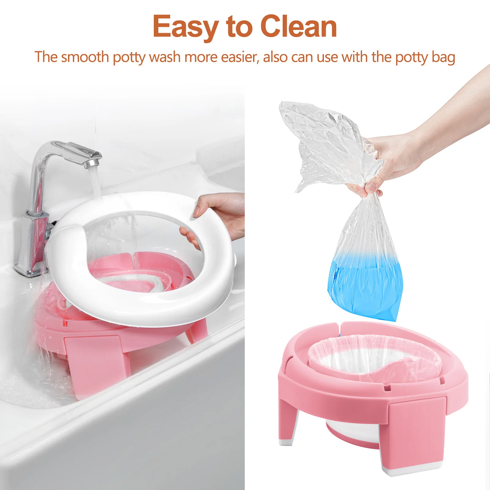 TYRY.HU Baby Portable Toilet Multifunction Pot Silicone Baby Folding Potty Training Seat 3 in 1 Travel Training Chair Toilet Pot