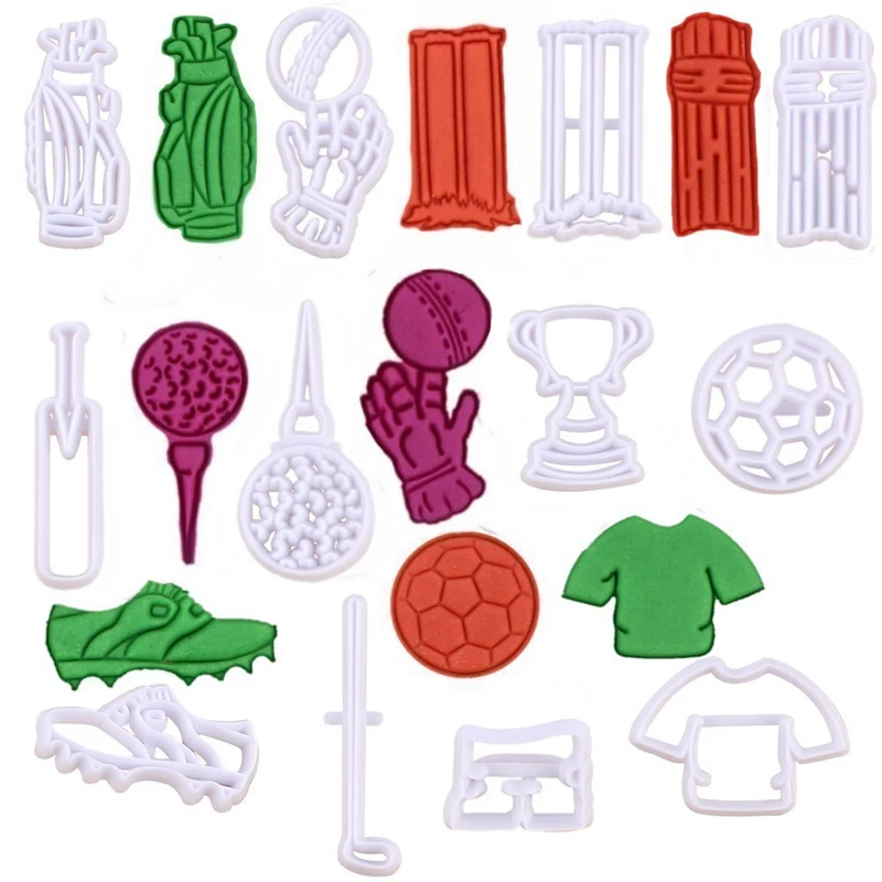 

Sport Football Golf Glove Cookie Cutter Plastic Biscuit Baking Fruit Knife Kitchen Cake Mold Tools Strips Embossing Printing