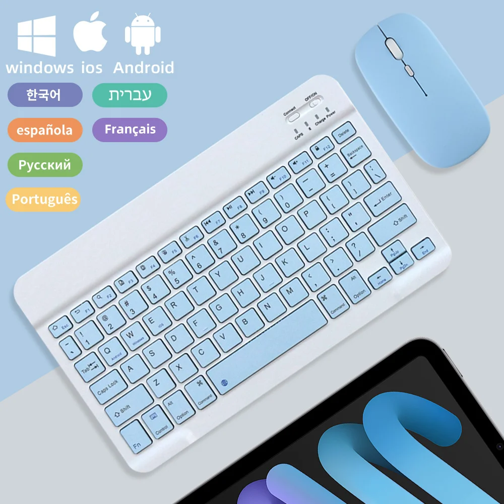 

Multilingual Bluetooth Wireless Keyboard For Ios Android Windows Accessory For Ipad Long Standby Blue Tablet Keyboard And Mous