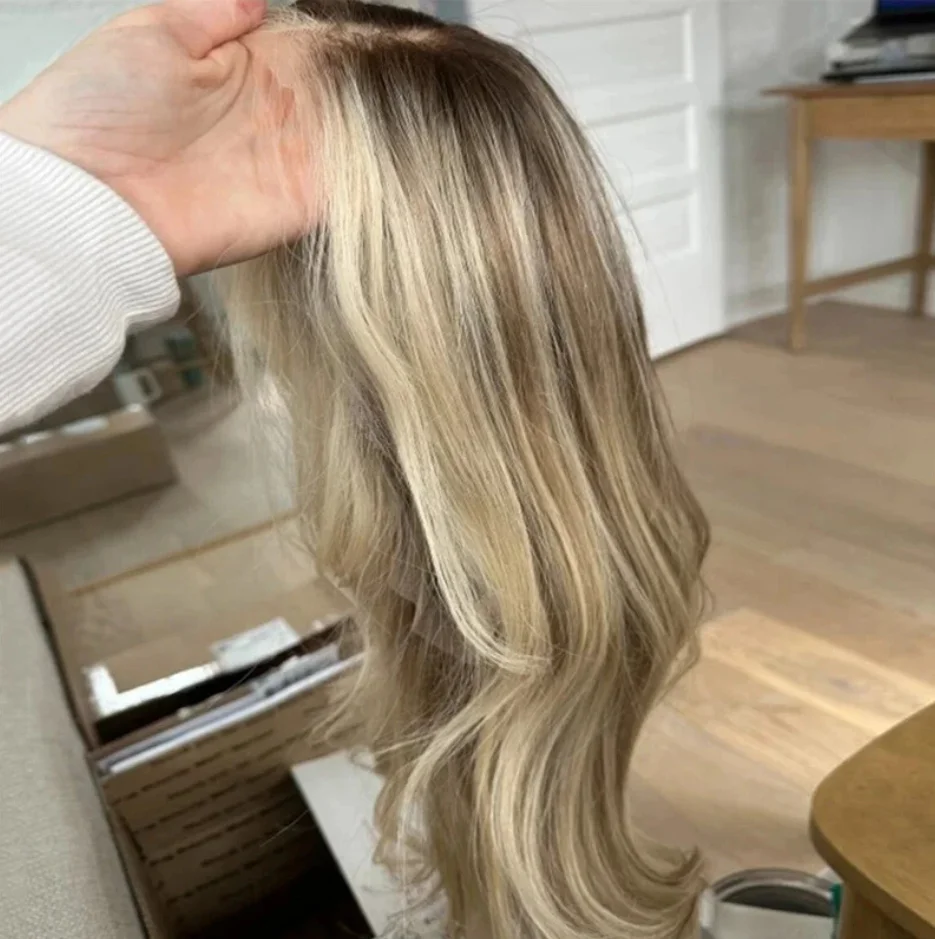 

Synthetic Lace Front Wig Wavy Blonde Highlight Wig Blonde Wig With Luxury Wig Highlights Layered Wig Heat Safe Lace Front Wig