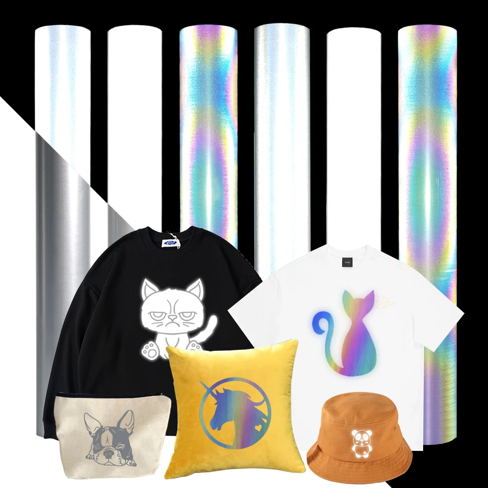 Reflective Heat Transfer Vinyl Sheets,For DIY Clothing T-Shirt Mask Jeans Backpack ,Heat Transfer Sticker,Easy to Cut &Weed