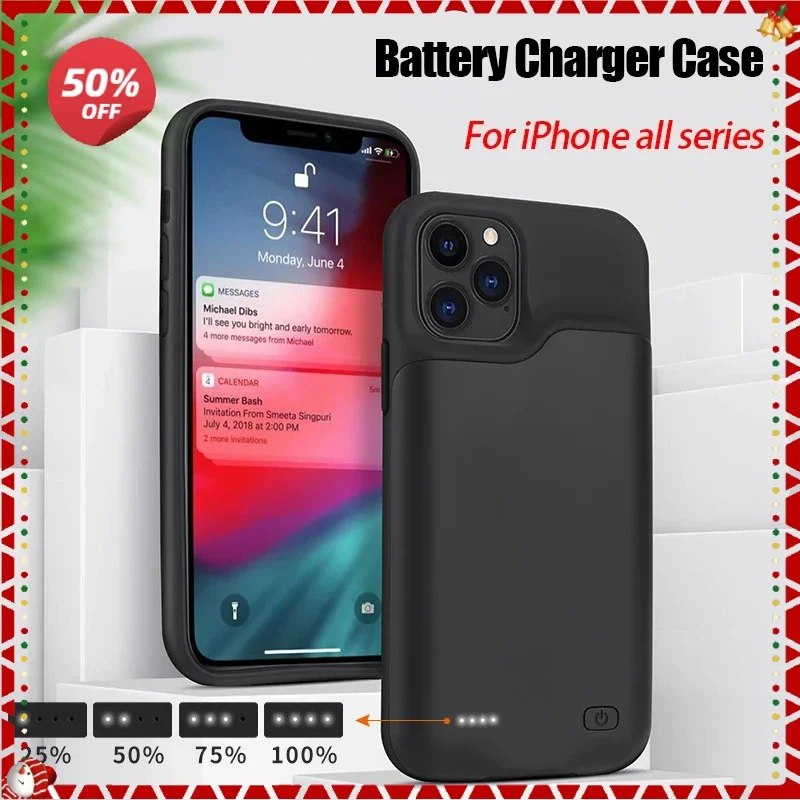 

New Battery Charger Case for IPhone 11 12 13 14 Pro Max Charging Cover for IPhone XR Xs Max 6 6S 7 8 Plus Power Bank